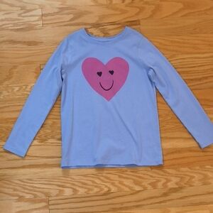 Tea Collection Lavender Shirt with Pink Smiley Heart, Size 12 EUC